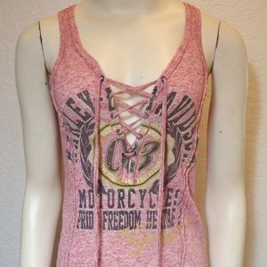 Harley-Davidson Lace-Up TShirt Racer Back Tank Top